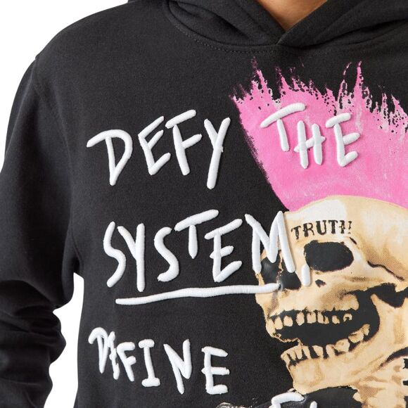 Reason Defy the System Punk Skeleton Hoodie Men’s Large Black Pink Mohawk - Picture 11 of 13